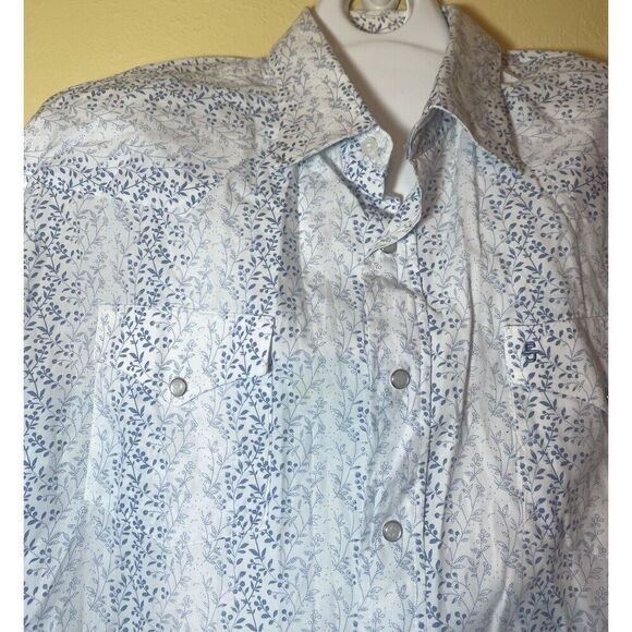 Stetson Pearl Snap Western Button Up Shirt Mens XXL Cotton White Long Sleeve - Picture 3 of 7